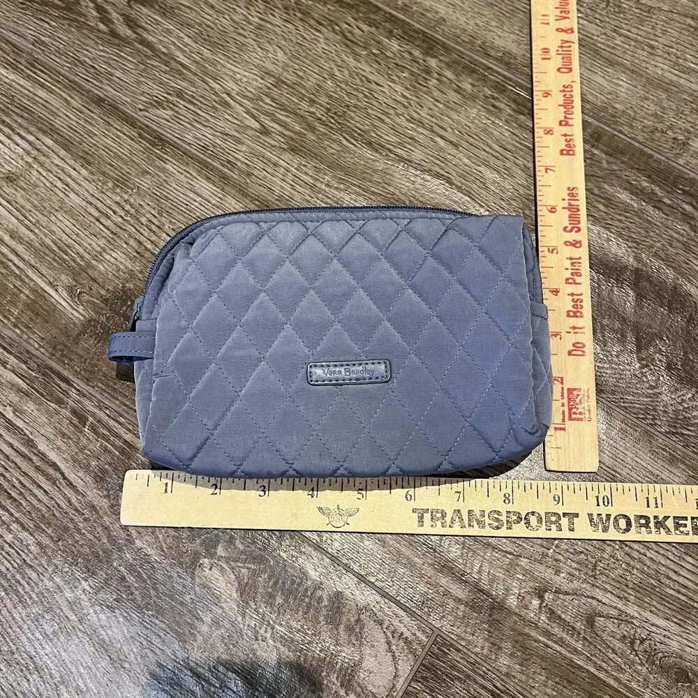 Vera Bradley Makeup Bag Gray Quilted Performance Twill Cosmetic Travel Case